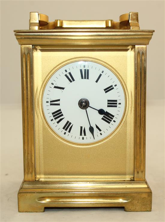 An Edwardian gilt brass carriage clock, 5.5in.